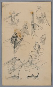 Sketches of Figures on Boats by Arnold William Brunner