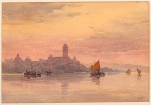 Sunset Over Sailing Boats