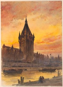 Sunset Over Tower and River by Arnold William Brunner