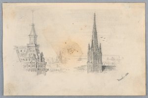 Two Sketches of Steeples by Arnold William Brunner