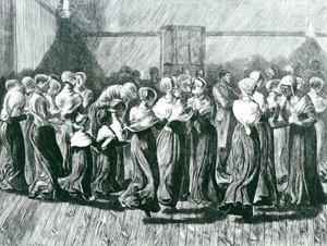 Shakers at a Meeting: the Religious Dance (illustration from The Graphic, published 14th May 1870) by Arthur Boyd Houghton