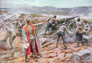 Serbian Artillery in Action Against the Austrians by Arthur C. (after) Michael