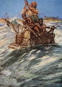 Andrew Battell Crossing the Bar at the Mouth of the Mbengo by Arthur David McCormick