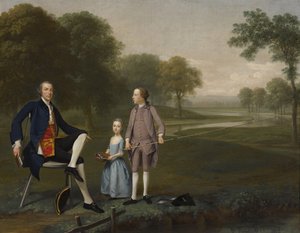 Richard Moretan, Esq. of Tackley with His Nephew and Niece John and Susanna Weyland, 1757