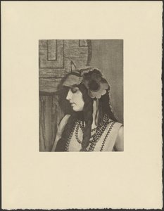Woman in Bohemian Outfit with Large Flower in Hair by Arthur F. Kales