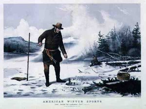 American Winter Sports: Trout Fishing on Chateaugay Lake, Published by Currier & Ives