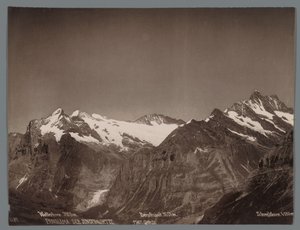 View of the Wetterhorn, the Berglistock and the Schreckhorn in the Bernese Alps (Panorama of the Jungfrau Range) by Arthur Gabler