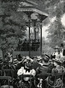 Open-air music in London: Listening to the military band in Hyde Park by Arthur Hopkins