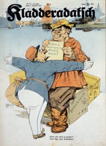 German cartoon on the Franco-Soviet agreements (French customs officer and Russian sailor: 