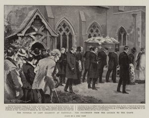 The Funeral of Lady Salisbury at Hatfield, the Procession from the Church to the Grave (litho) by Arthur Kemp Tebby