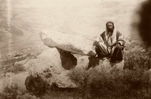 Dolmen and Man, West of Hesban, 1881