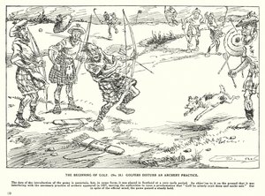 The Beginning of Golf, Golfers disturb an Archery Practice by Arthur Moreland