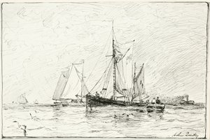 Trawlers Off Plymouth, England by Arthur Quartley