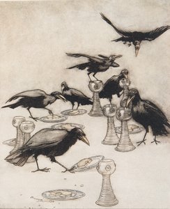 But they said one after another Halloa! Who has been eating off my plate? Who has been drinking out of my cup? by Arthur Rackham