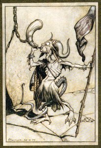 Ere the Horn at the Gate of the Barbican Tower, Was Blown with a Loud Twenty-Trumpeter Power by Arthur Rackham