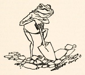 Frog with a spade from Gulliver