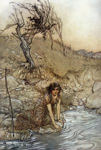 Hermia: Illustration by Arthur Rackham for The Dream of a Summer Night by William Shakespeare by Arthur Rackham