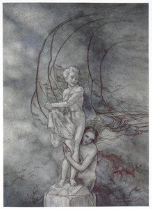 She Put Her Arms Round the Marble Figure Which Was So Like the Prince by Arthur Rackham
