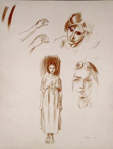 Studies of a Woman, of Faces and of Hands by Arthur Rackham