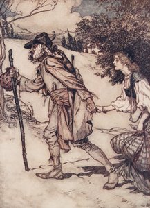 The Beggar took her by the hand and led her away by Arthur Rackham