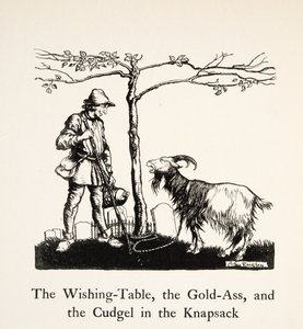 The Wishing Table, the Gold Ass and the Cudgel in the Knapsack, from Little Brother & Little Sister and Other Tales by the Brothers Grimm, pub.1917 by Arthur Rackham