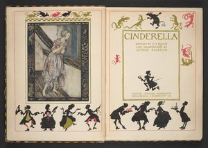 Title page and frontispiece from Cinderella, retold by C.S. Evans, and illustrated by Arthur Rackham