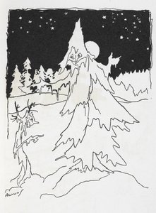 Two tree-men in a snowy wood