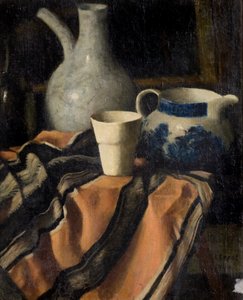 Still Life on Striped Cloth by Arthur Segal
