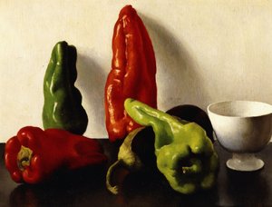 Still Life with Red and Green Peppers