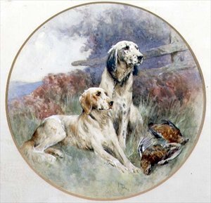 A Pair of Setters Guarding a Brace of Grouse