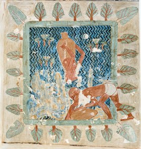 Art Egypt: Two Servants Drawing Water from a Basin, Simile from Rekhmire
