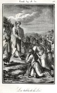 Bible, Moses Showing the Two Tablets with the Ten Commandments