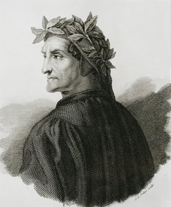 Dante Alighieri (1265-1321). Italian poet. Reproduction of a fresco by Raphael (engraving) by Artist Unknown