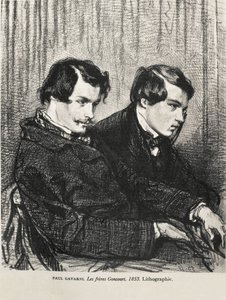 Edmond and Jules de Goncourt in a box at the theatre. 1853 by Artist Unknown