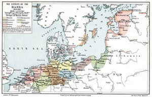 Map of the Extent of the Hanseatic League in About 1400 by Artist Unknown