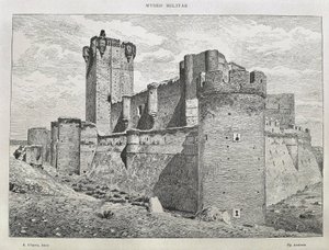 Medina del Campo. The Mota Castle. Engraving. Spain. Aragon. Zaragoza. General Military Academy by Artist Unknown