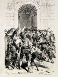 Proclamation of the First Republic and Storming of the Barcelona City Hall (11th February 1873). Etching by Artist Unknown