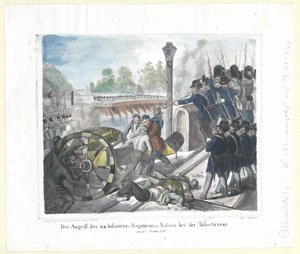 The Attack of the K. K. Infantry Regiment Nassau at the Tabor Bridge on 6th October 1848
