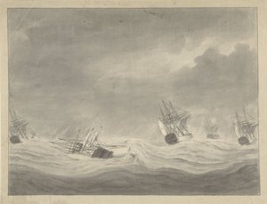 The Sinking of the Ship De Unie under Captain Count van Welderen in the North Sea, October 19, 1782 by Ary van Wanum