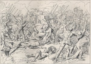 Peloponnesian War: The Battle of Potidaea (engraving after Carstens) by Asmus Jacob (after) Carstens