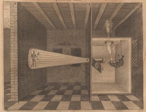 Magic lantern showing Death from Ars Magna Lucis, 1671