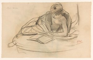 Resting Model, Reading on a Sofa by August Allebe