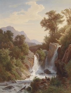 Angler at the Waterfall by August Kessler
