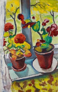 Flowers at the Window - Begonias in Pots I by August Macke
