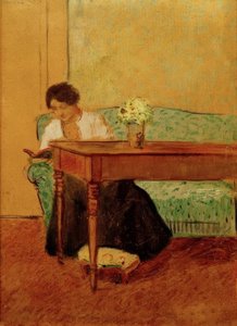 Elisabeth Reading on a Green Sofa by August Macke