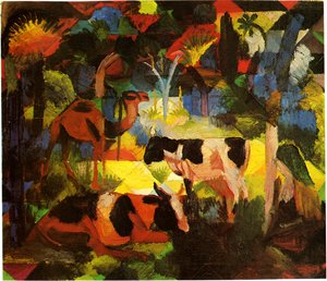 Landscape with Cows and Camel by August Macke