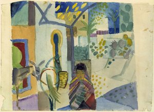 Girl with Horse and Donkey by August Macke