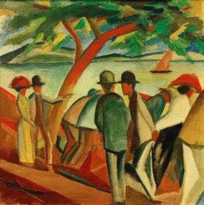 Walkers by the Lake