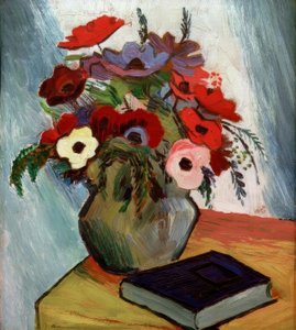 Still Life with Anemones and Blue Book