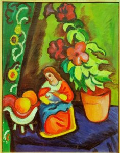 Still Life with Madonna, Petunia, and Apples
